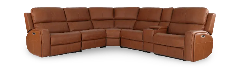 Linden Caramel Brown 6 Piece Power Reclining Sectional