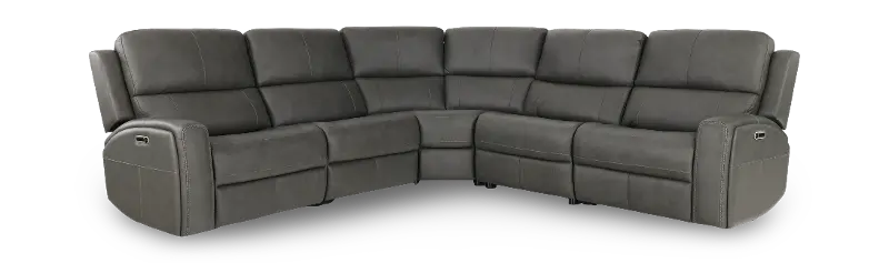 Linden Charcoal 5 Piece Power Reclining Sectional