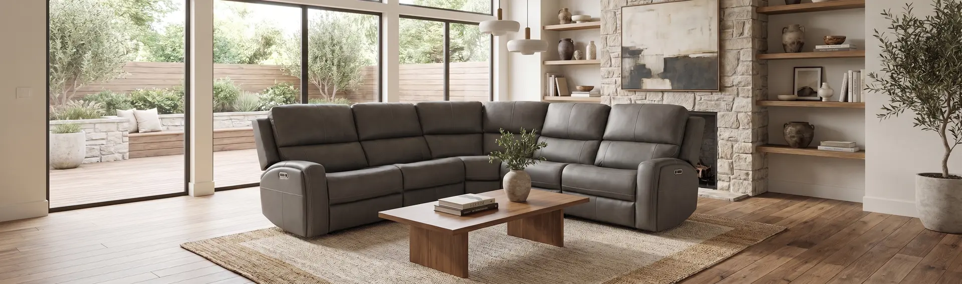 Linden Charcoal 5 Piece Power Reclining Sectional-2