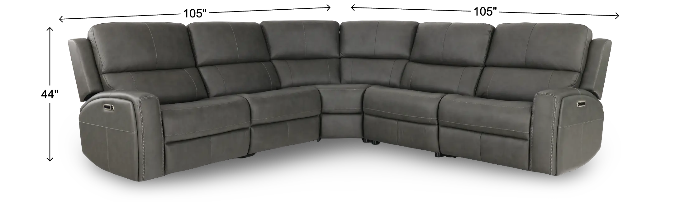 Linden Charcoal 5 Piece Power Reclining Sectional-3