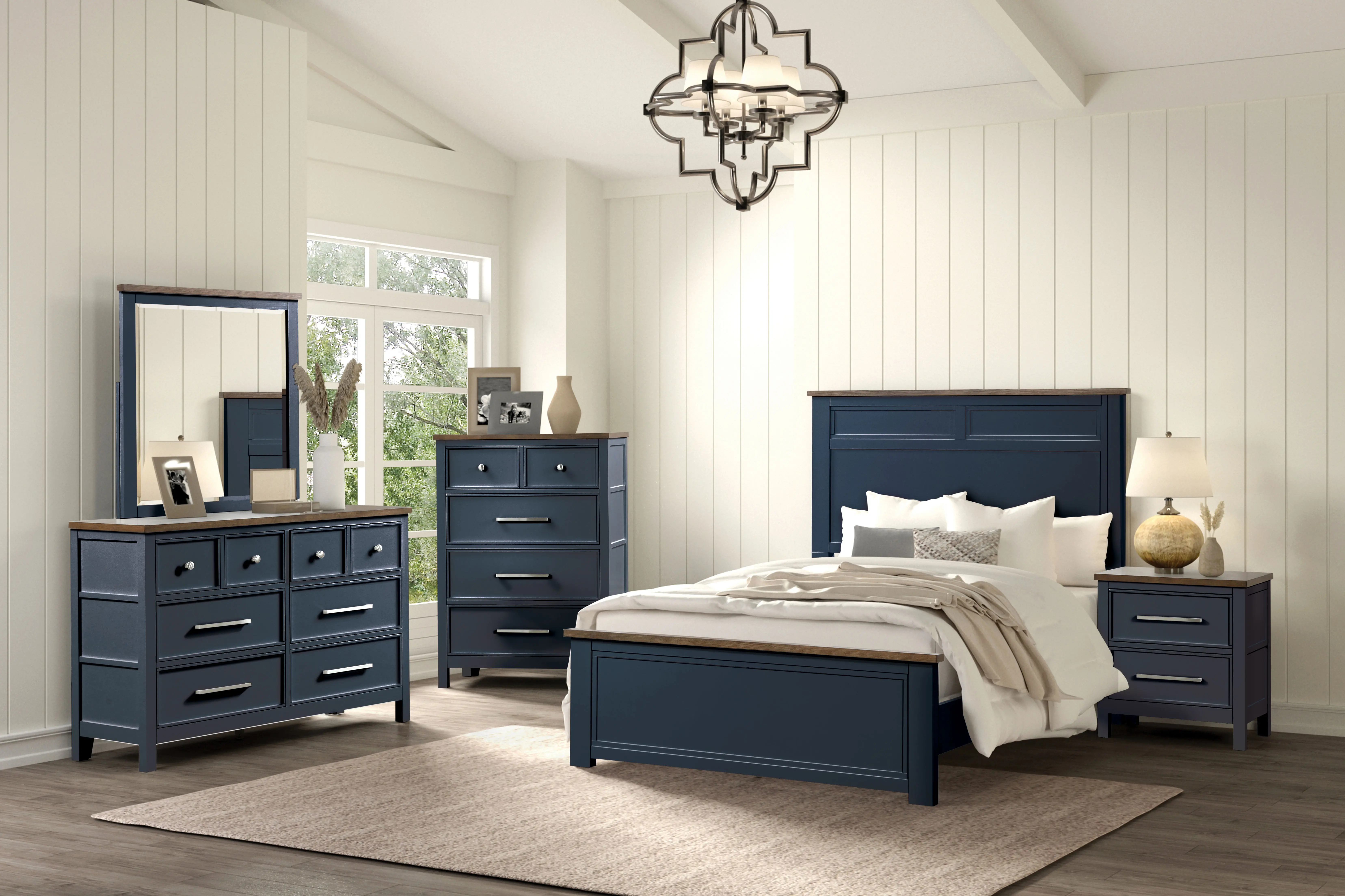 Parker Blue and Brown Nightstand-2