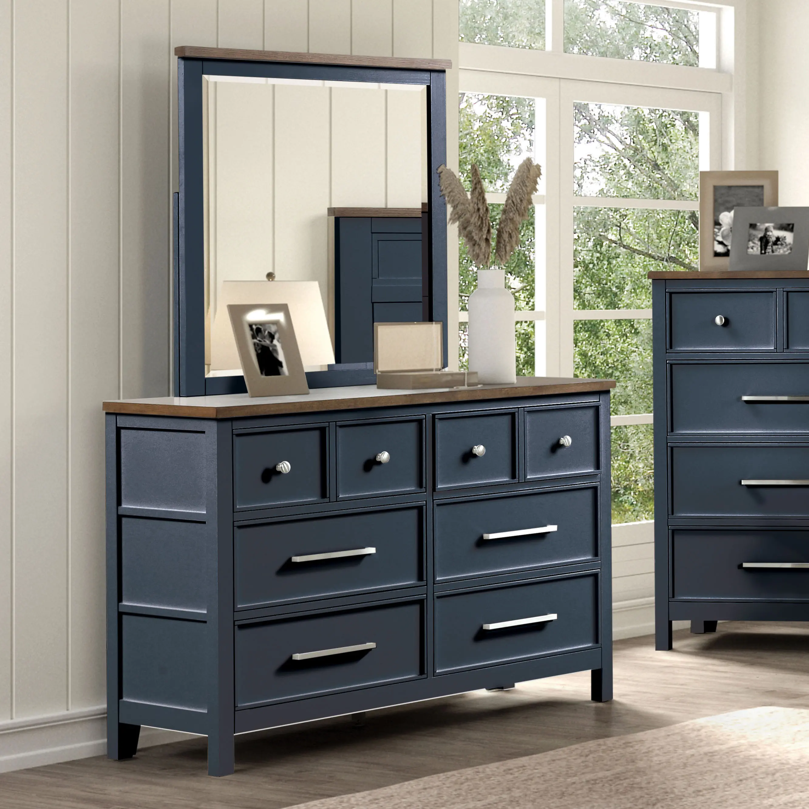 Parker Blue and Brown Dresser-4