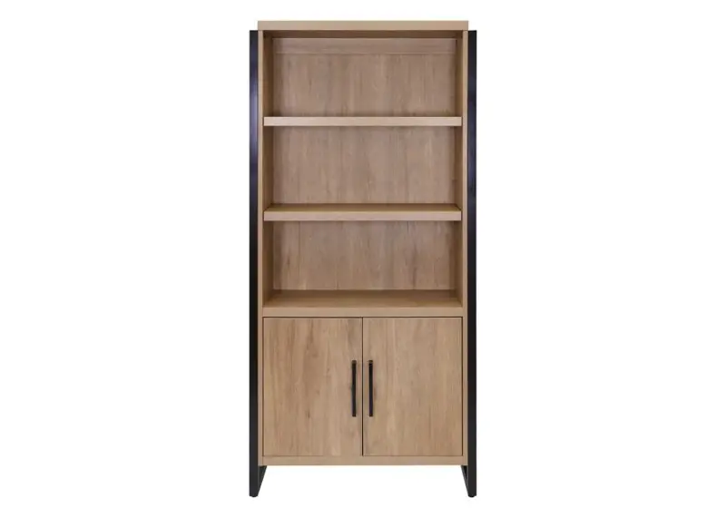 Mason Natural and Black Bookcase with Cabinet