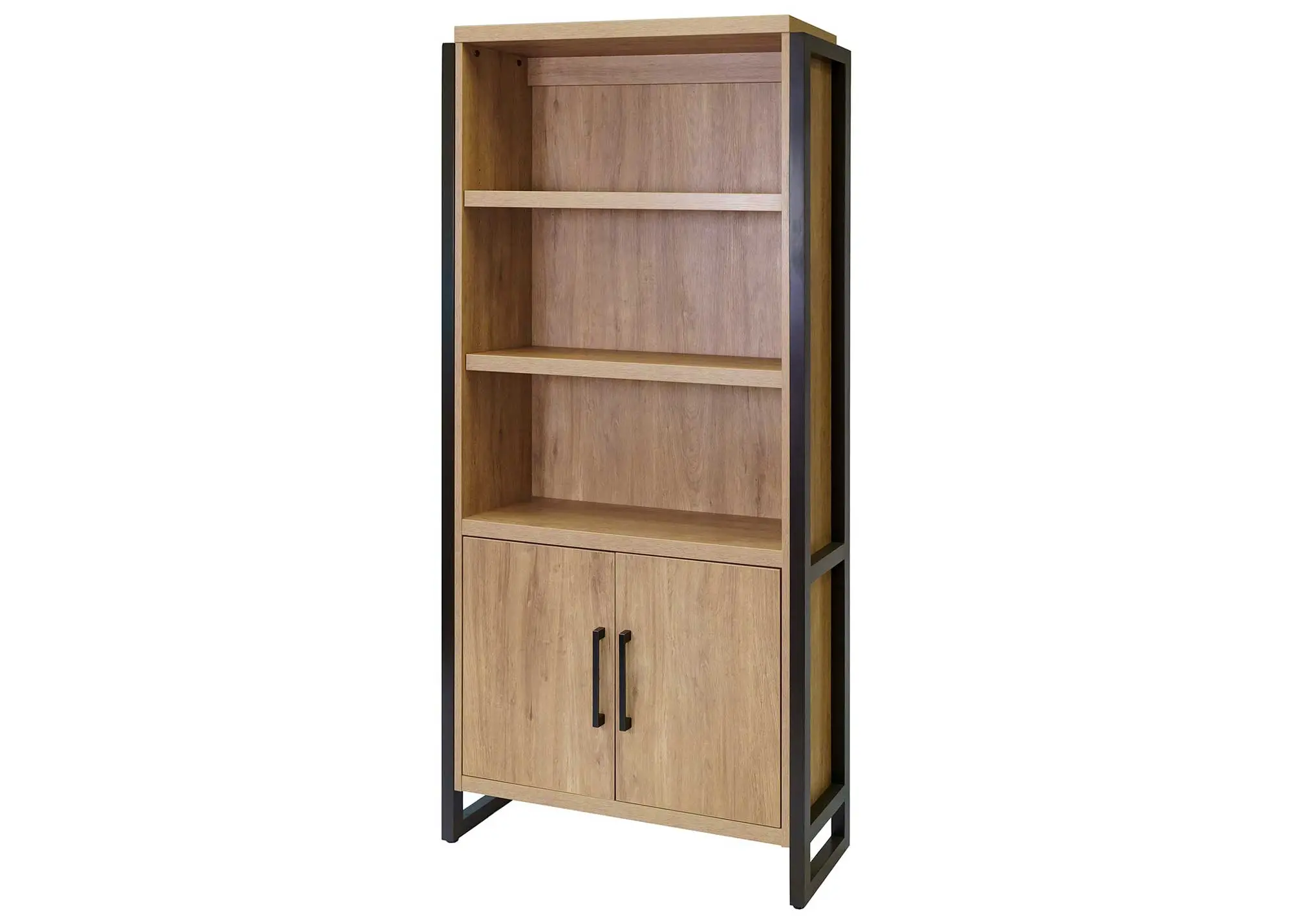 Mason Natural and Black Bookcase with Cabinet-3