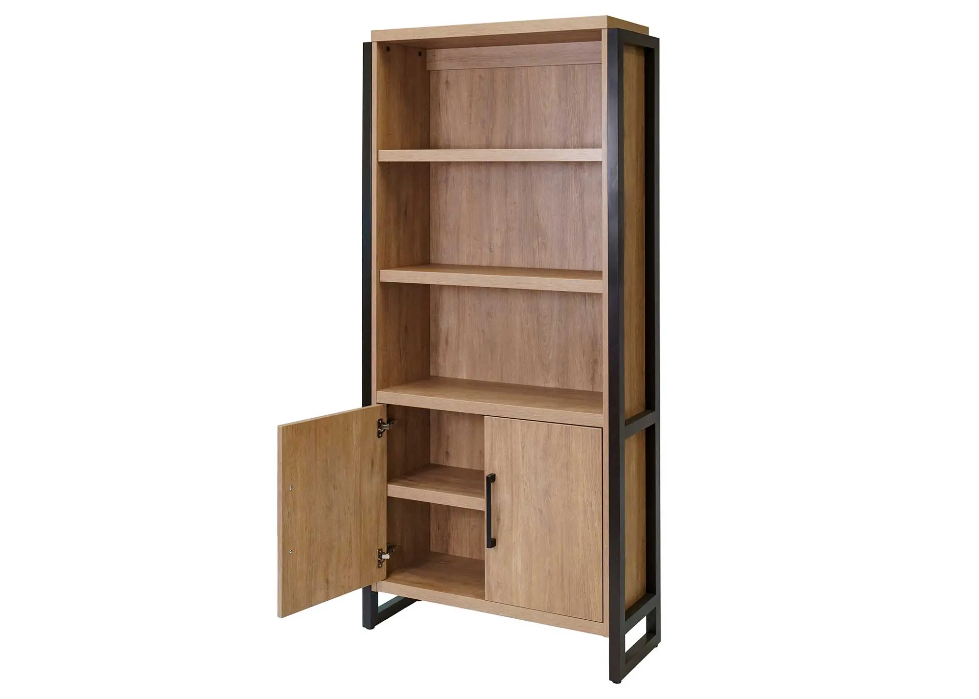 Mason Natural and Black Bookcase with Cabinet-4