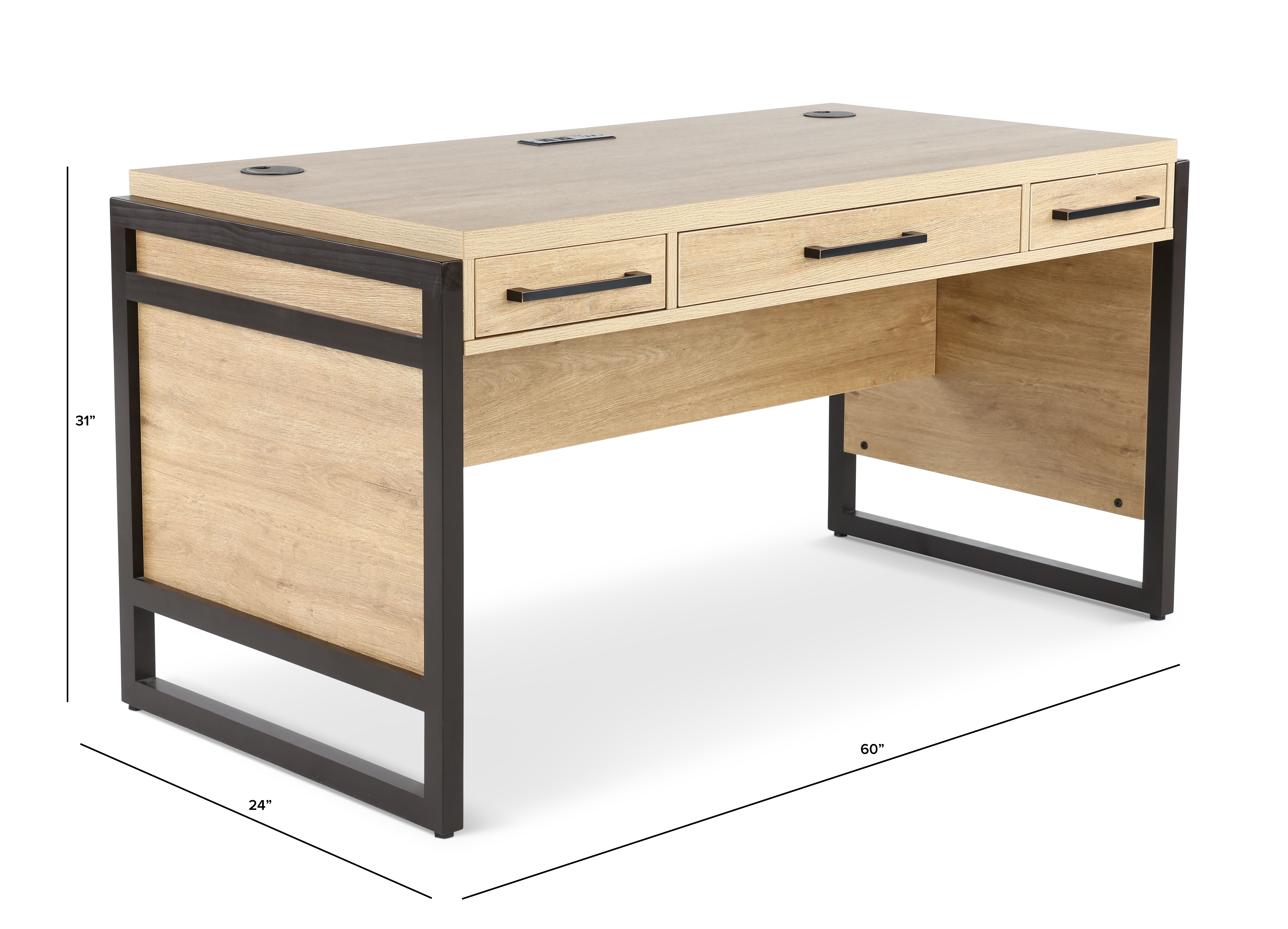Mason Natural and Black Writing Desk-3