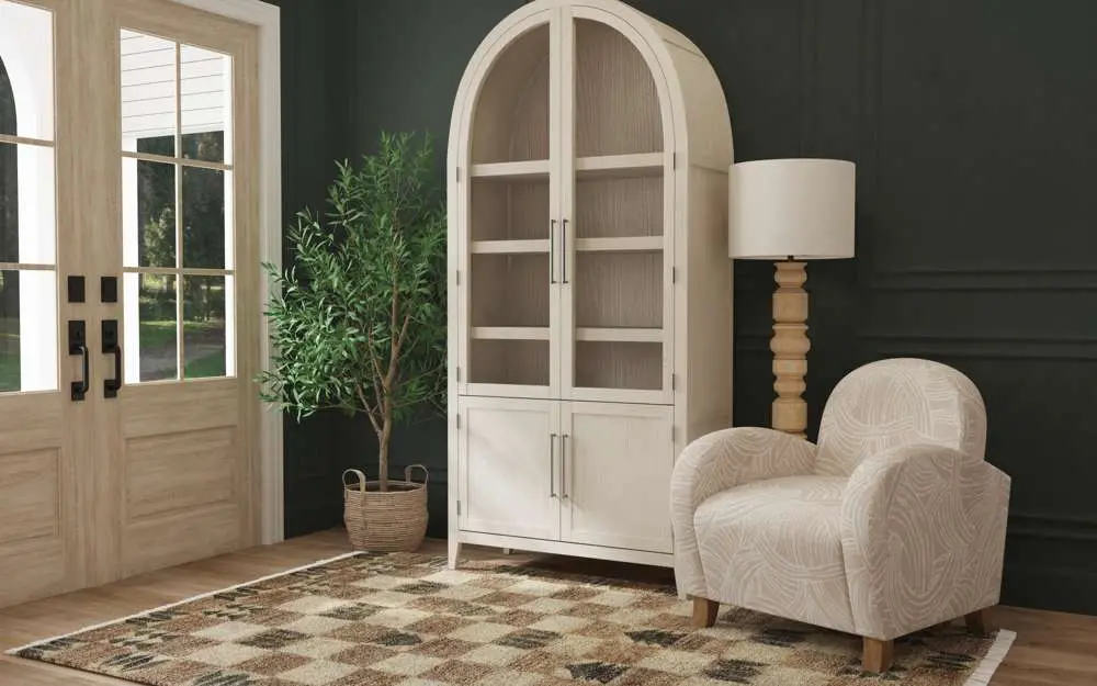 Flynn Light Gray Arched Cabinet-11