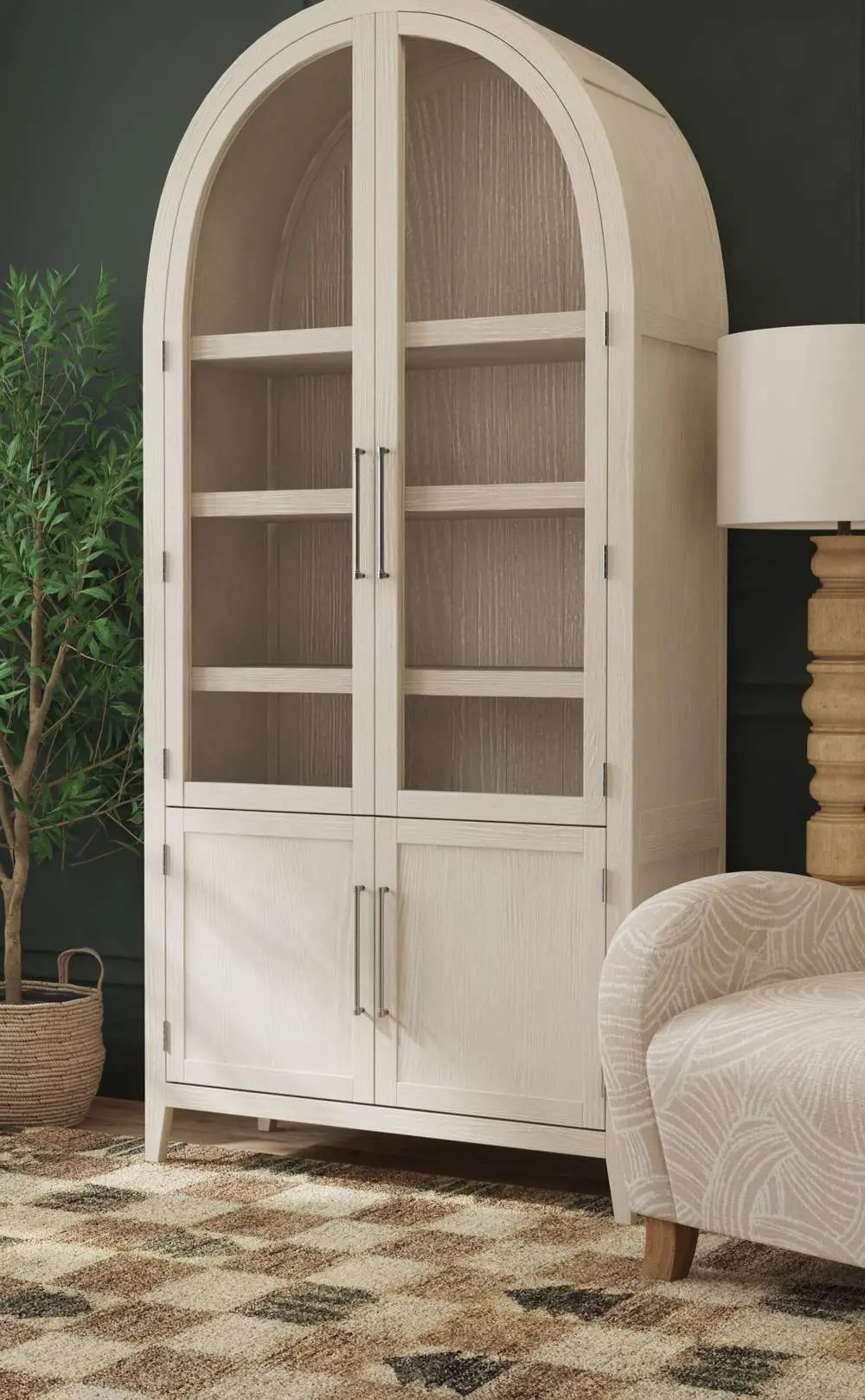 Flynn Light Gray Arched Cabinet-2