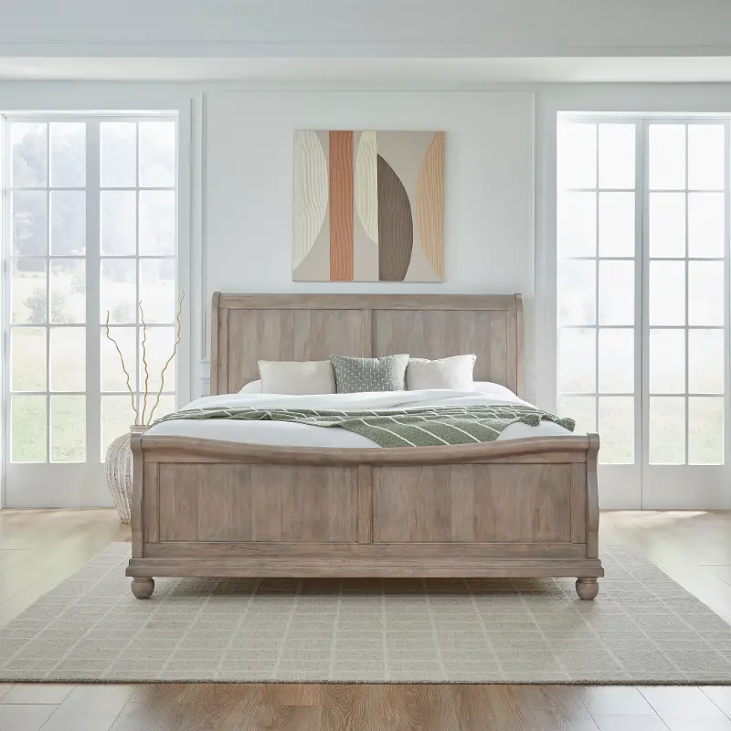 Traditions Saddle Tan California King Sleigh Bed