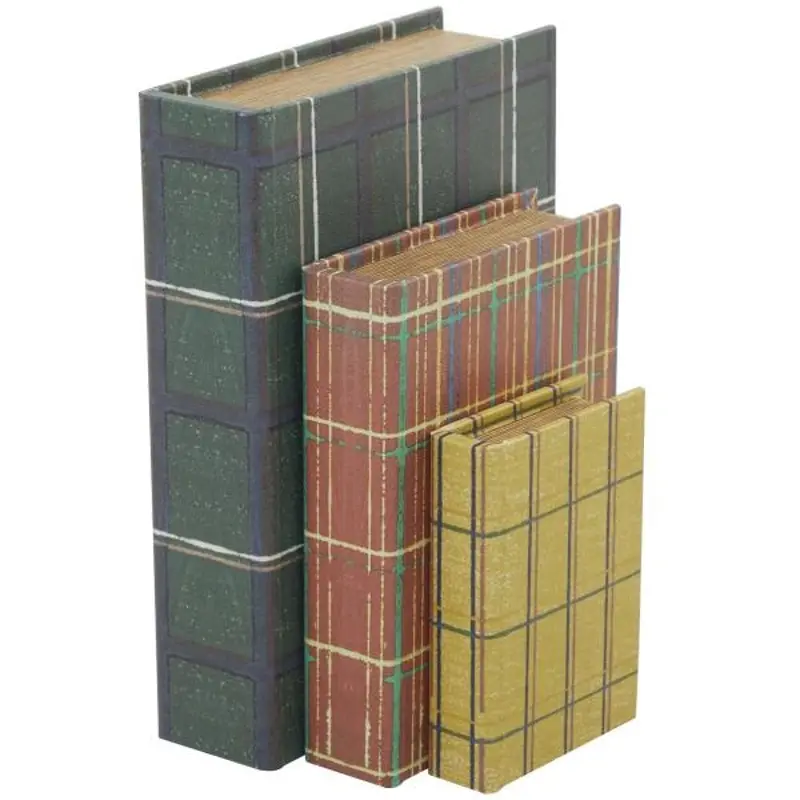 Multicolor Leather Plaid Book Box