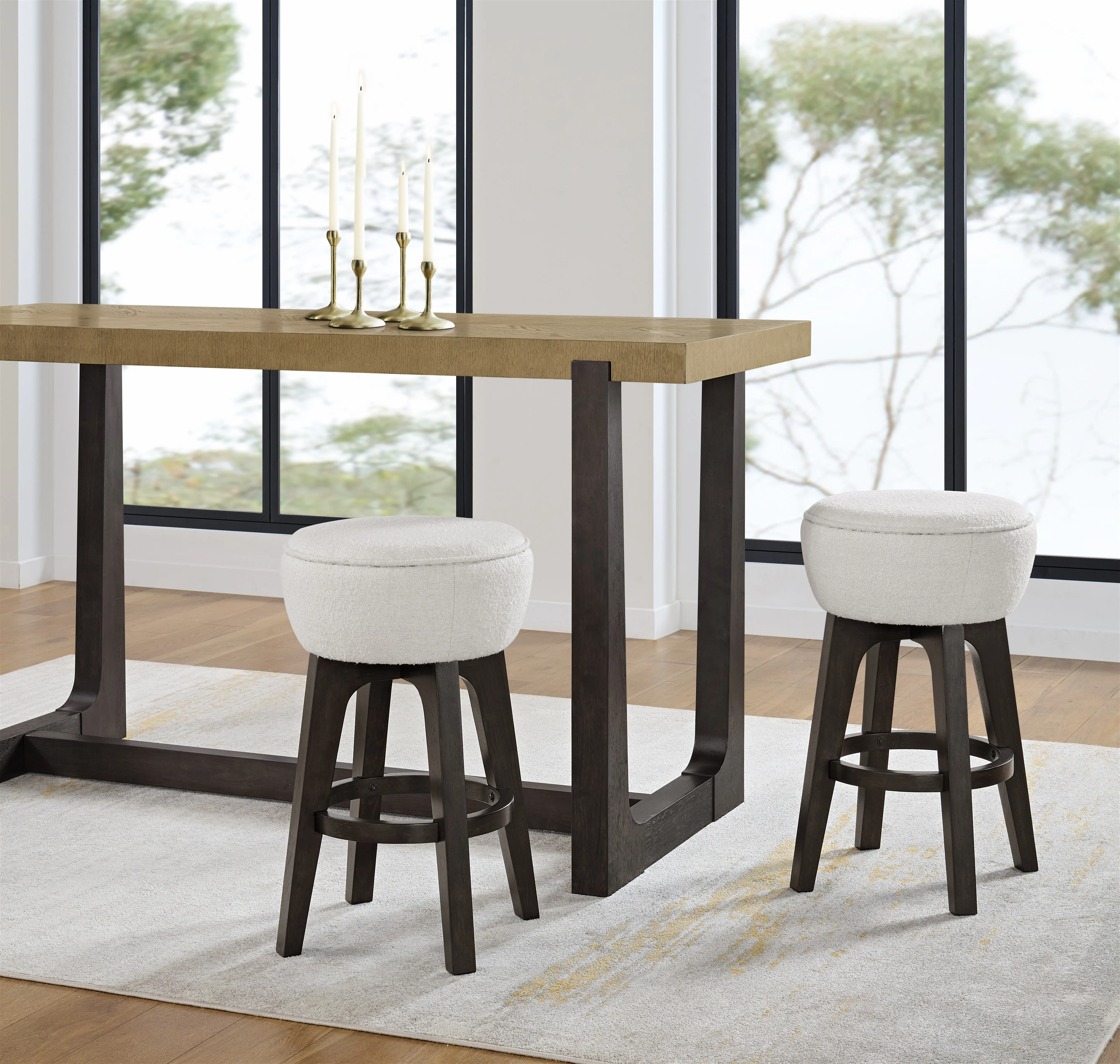 Sudbury Off White and Dark Brown Bar Stool-2