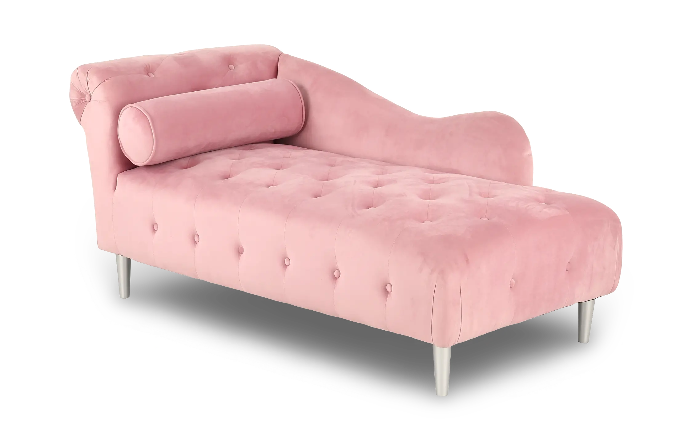 Velvet Pink Upholstered Youth Chaise-1
