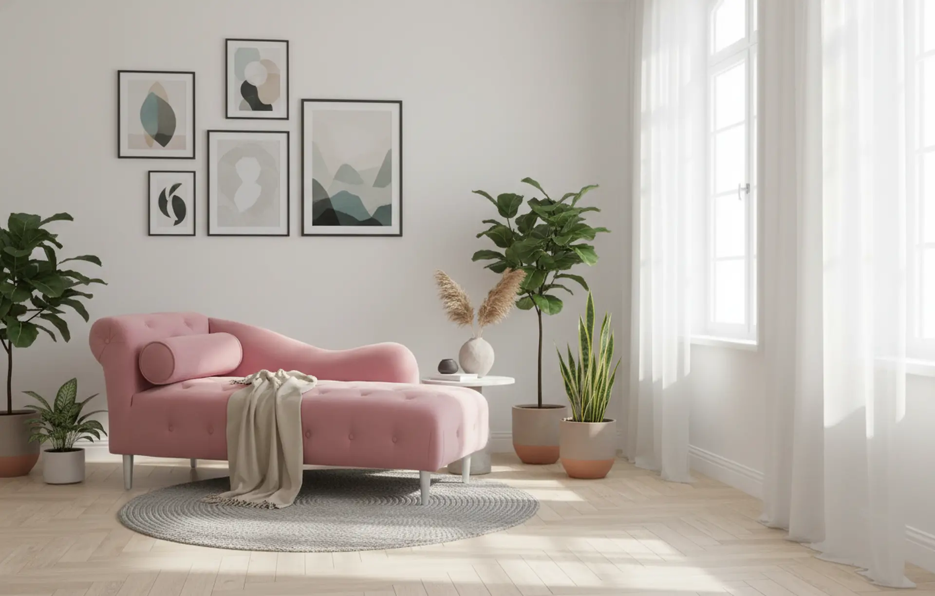 Velvet Pink Upholstered Youth Chaise-9