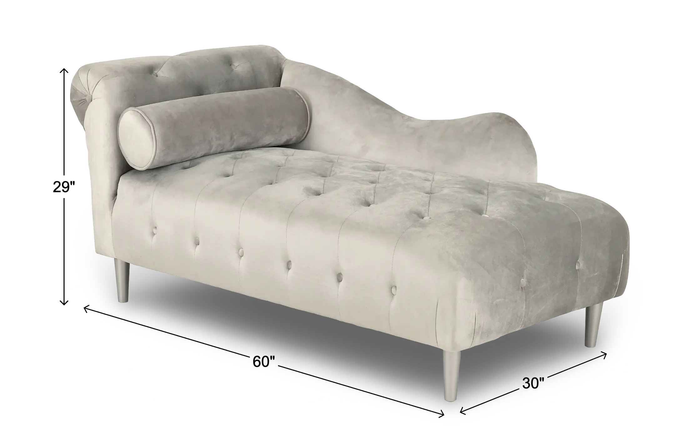 Velvet Silver Upholstered Youth Chaise-3