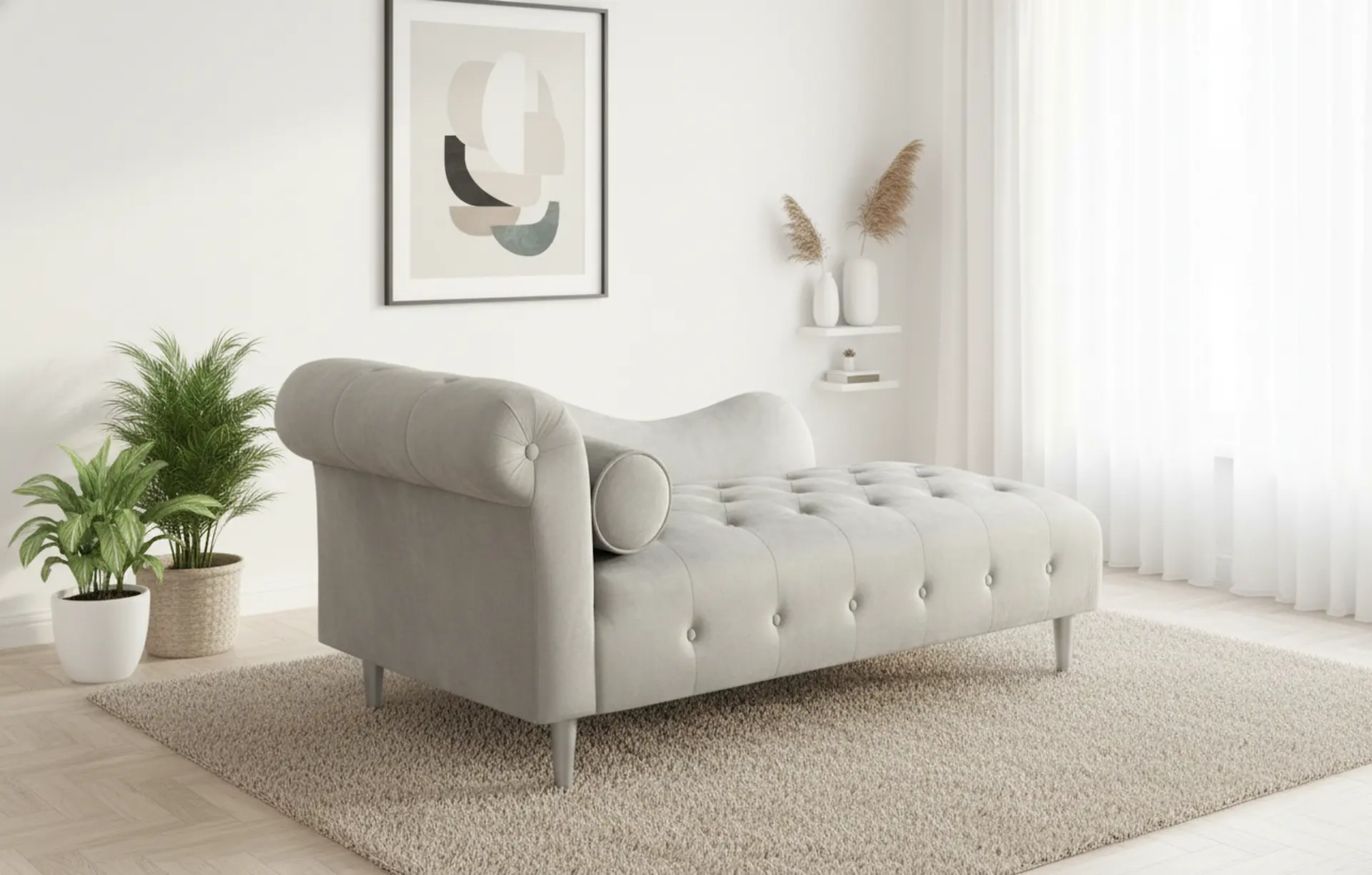 Velvet Silver Upholstered Youth Chaise-9