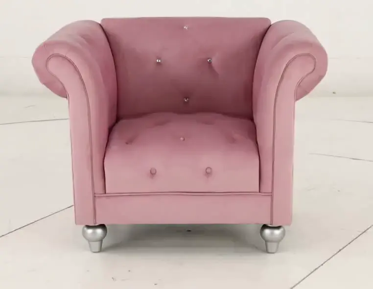 Velvet Pink Upholstered Youth Chair-10