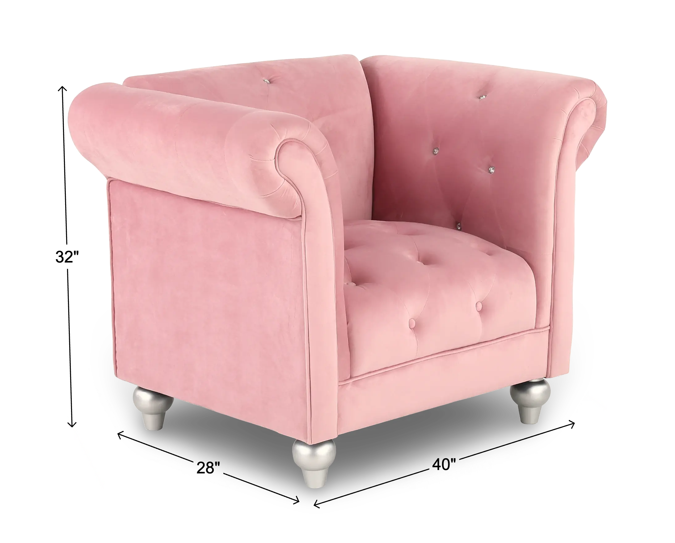 Velvet Pink Upholstered Youth Chair-3