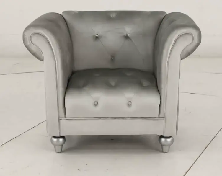 Velvet Silver Upholstered Youth Chair-10