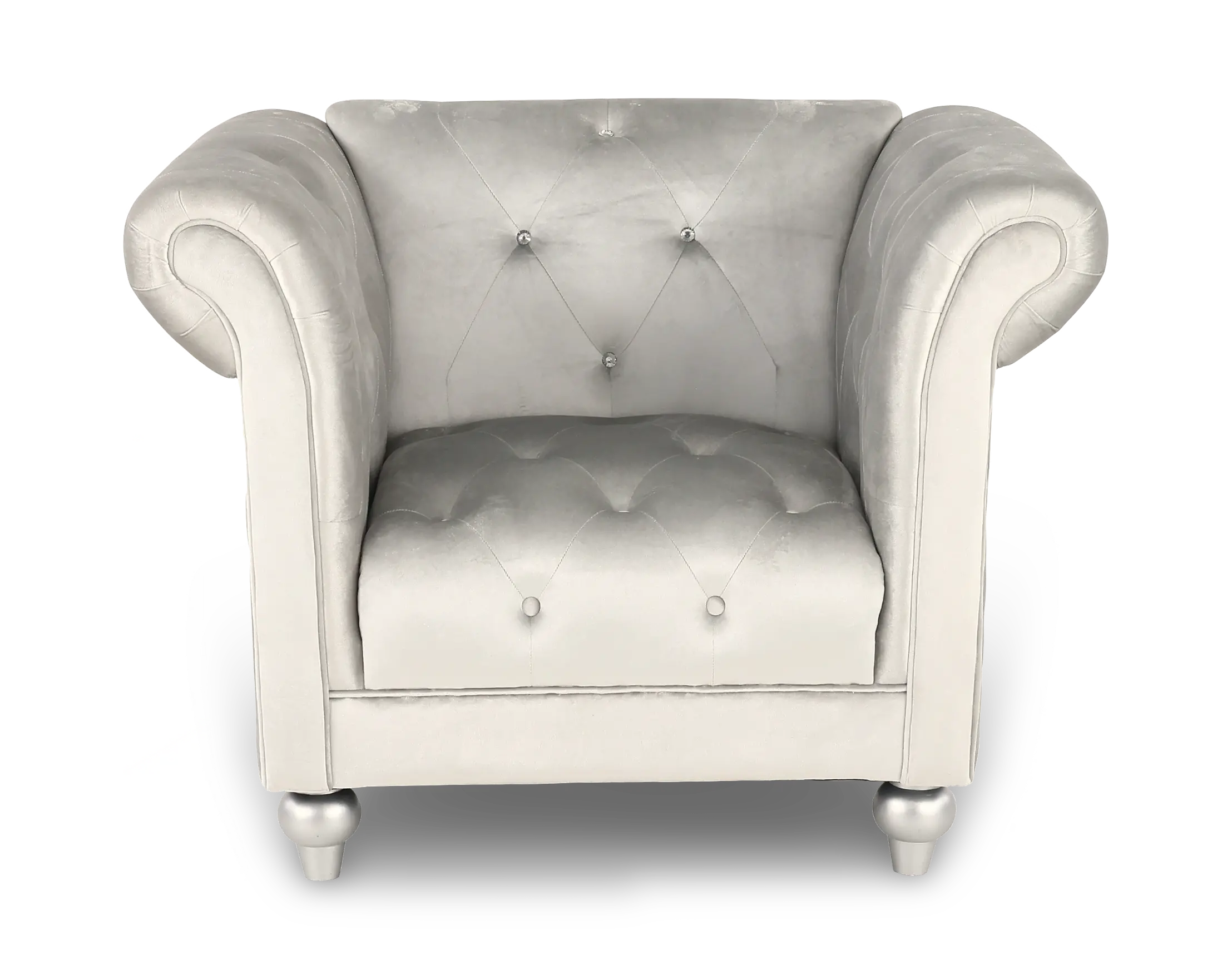 Velvet Silver Upholstered Youth Chair-4