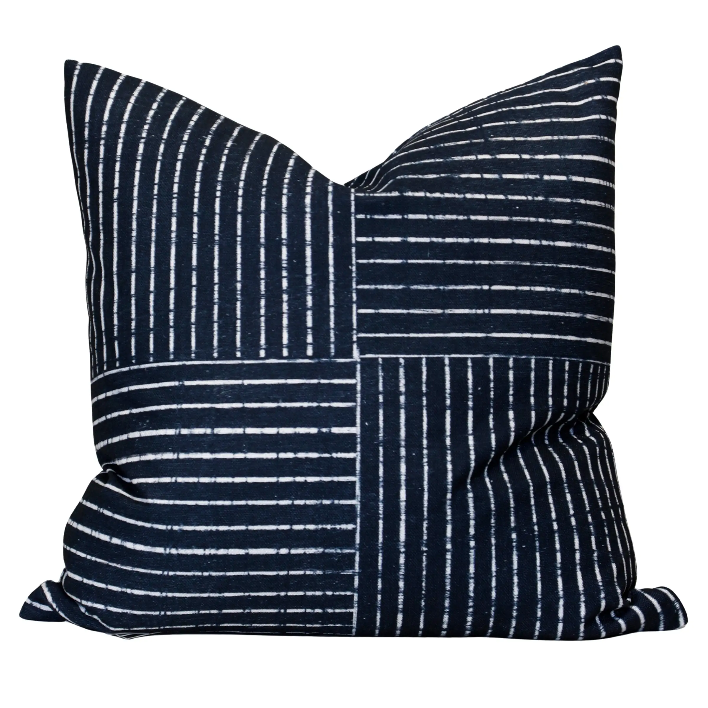 Norman Wyatt Black and White Stripe Down Accent Pillow-1