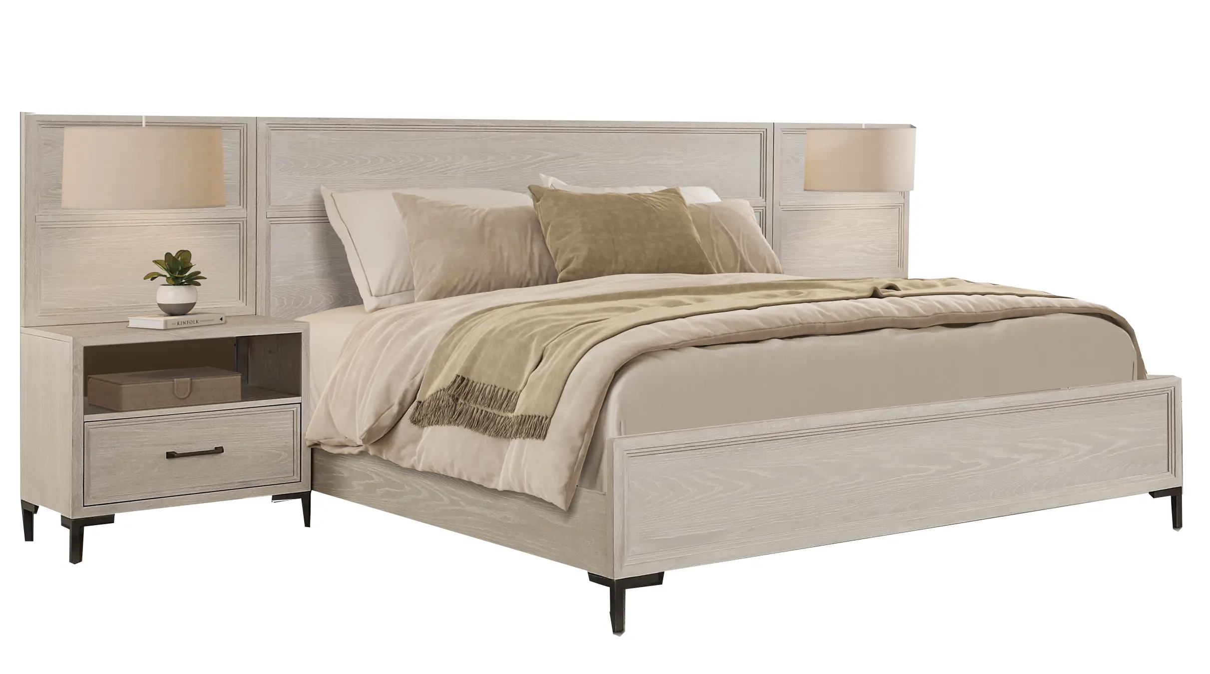 Wallburg Off-White King Platform Wall Bed-1