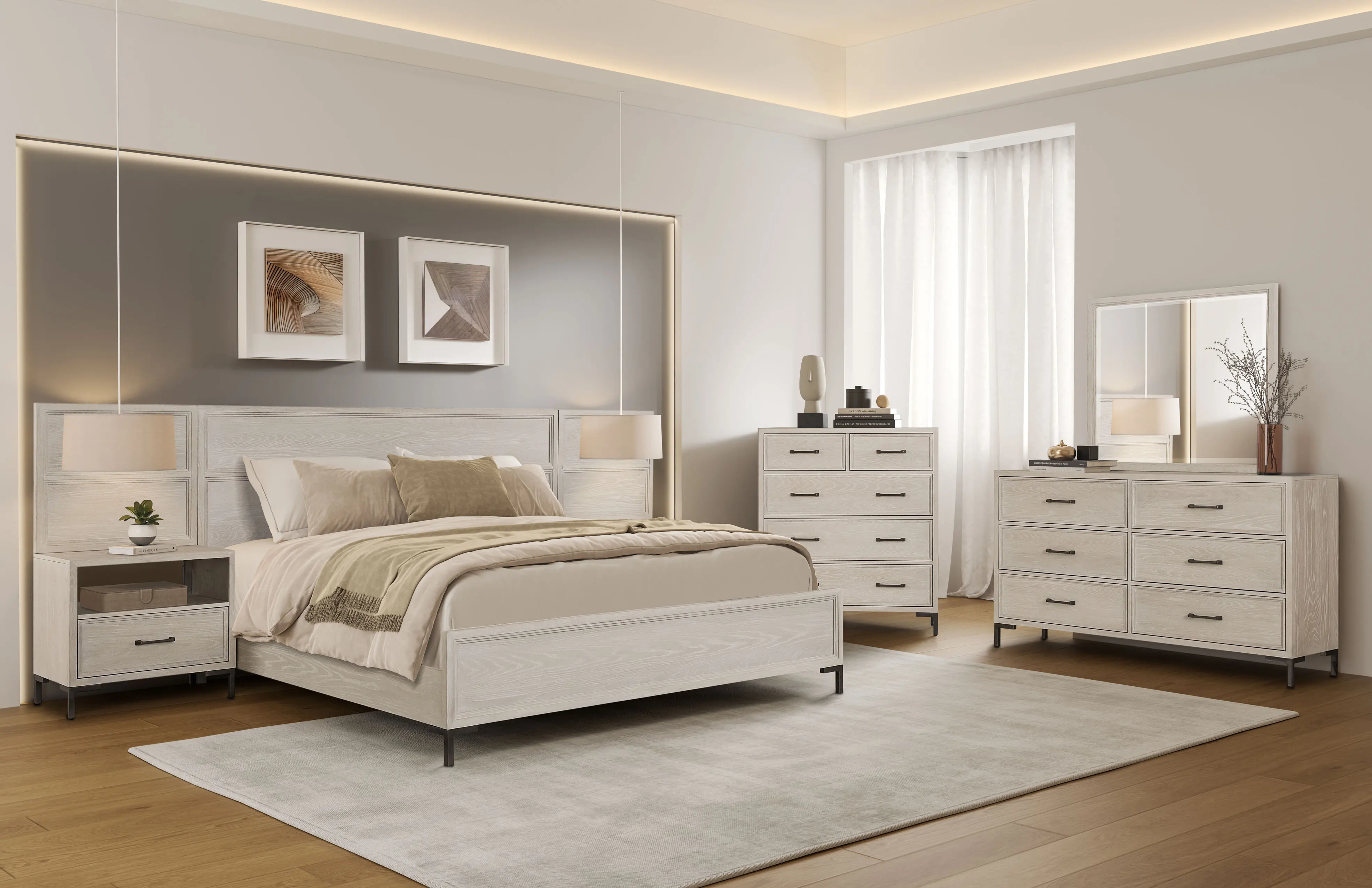 Wallburg Off-White King Platform Wall Bed-11