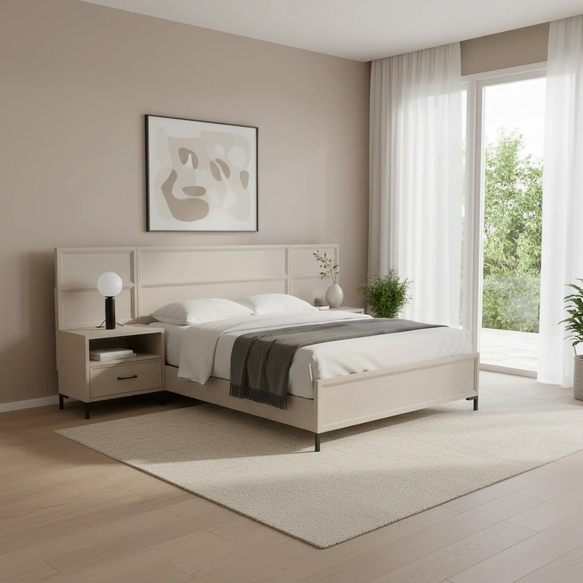 Wallburg Off-White King Platform Wall Bed-2