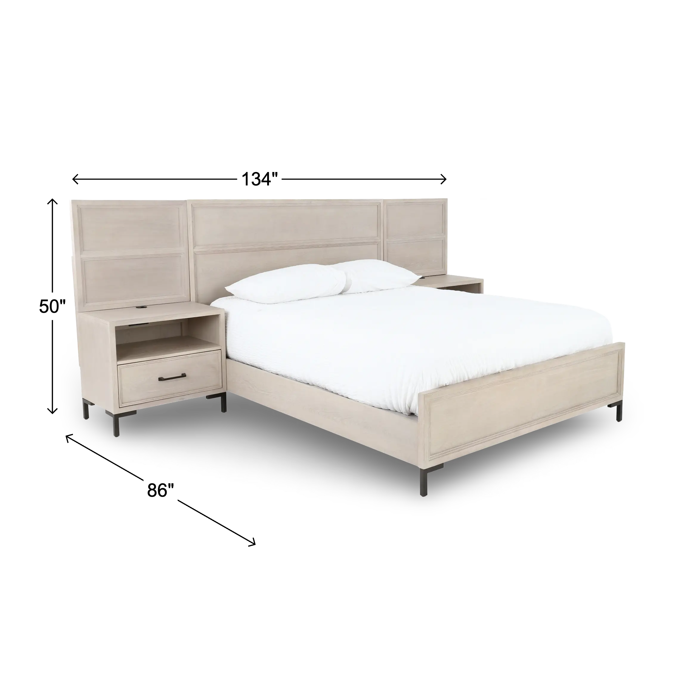 Wallburg Off-White King Platform Wall Bed-3