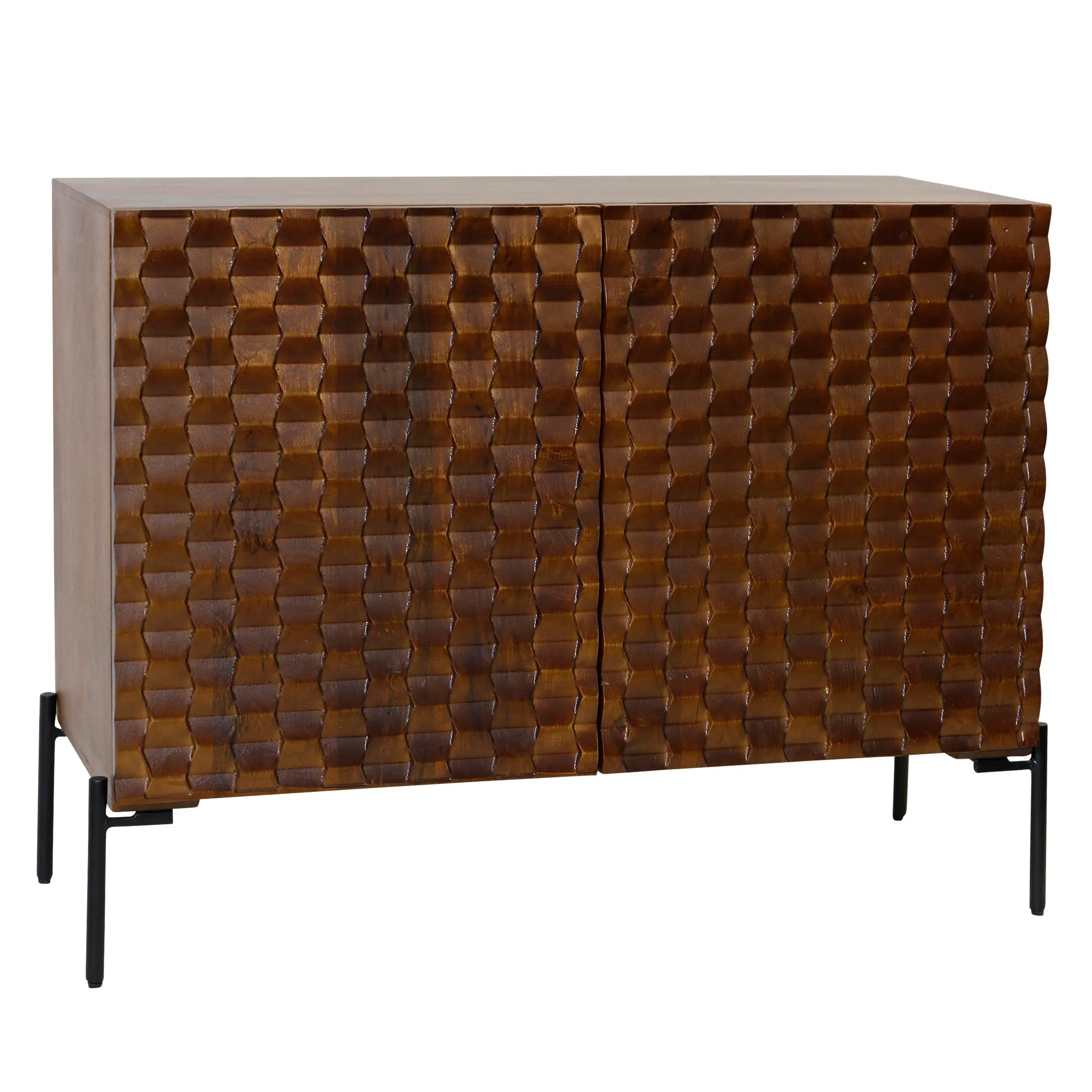 Brown Mango Wood Two Door Cabinet-1