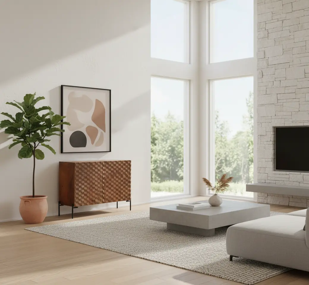 Brown Mango Wood Two Door Cabinet-12