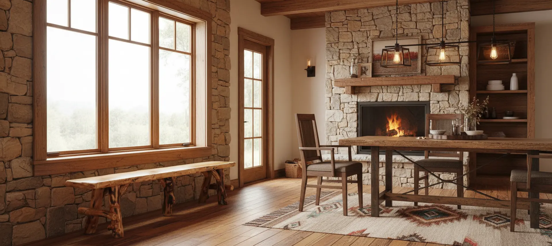 Aspen Natural Log Dining Bench-2