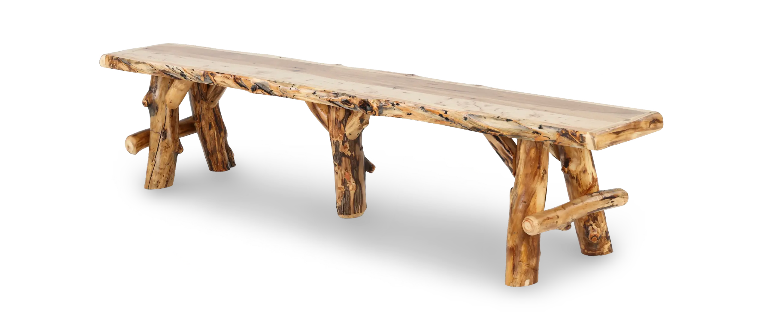 Aspen Natural Log Dining Bench-5