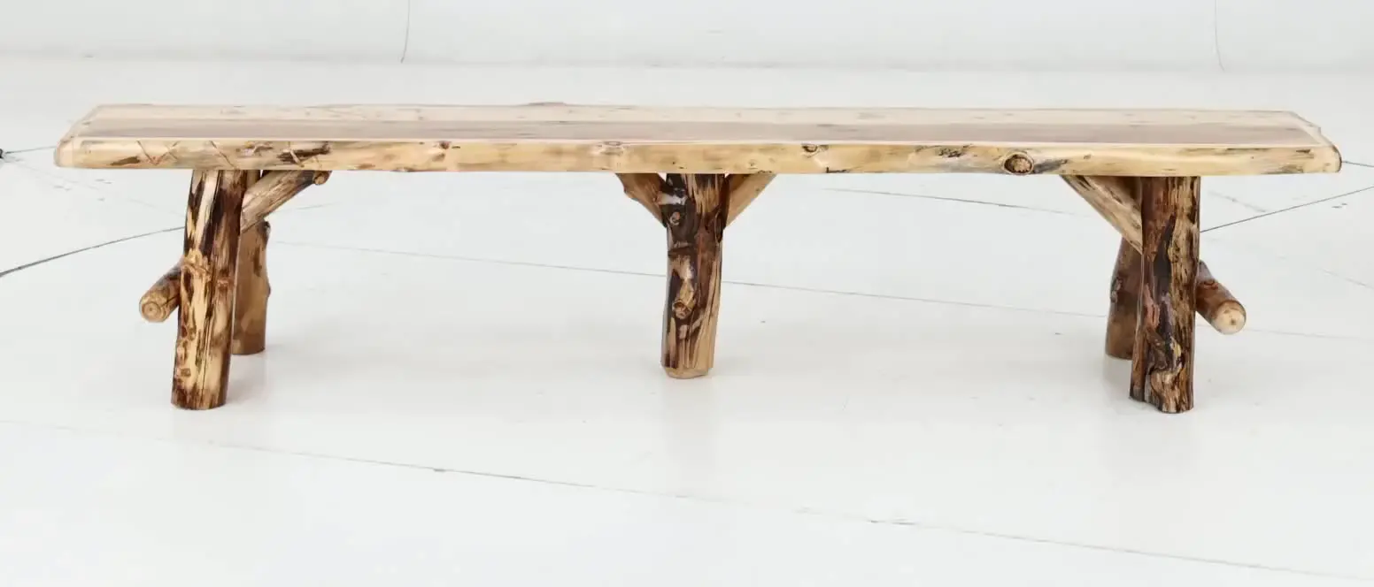 Aspen Natural Log Dining Bench-8