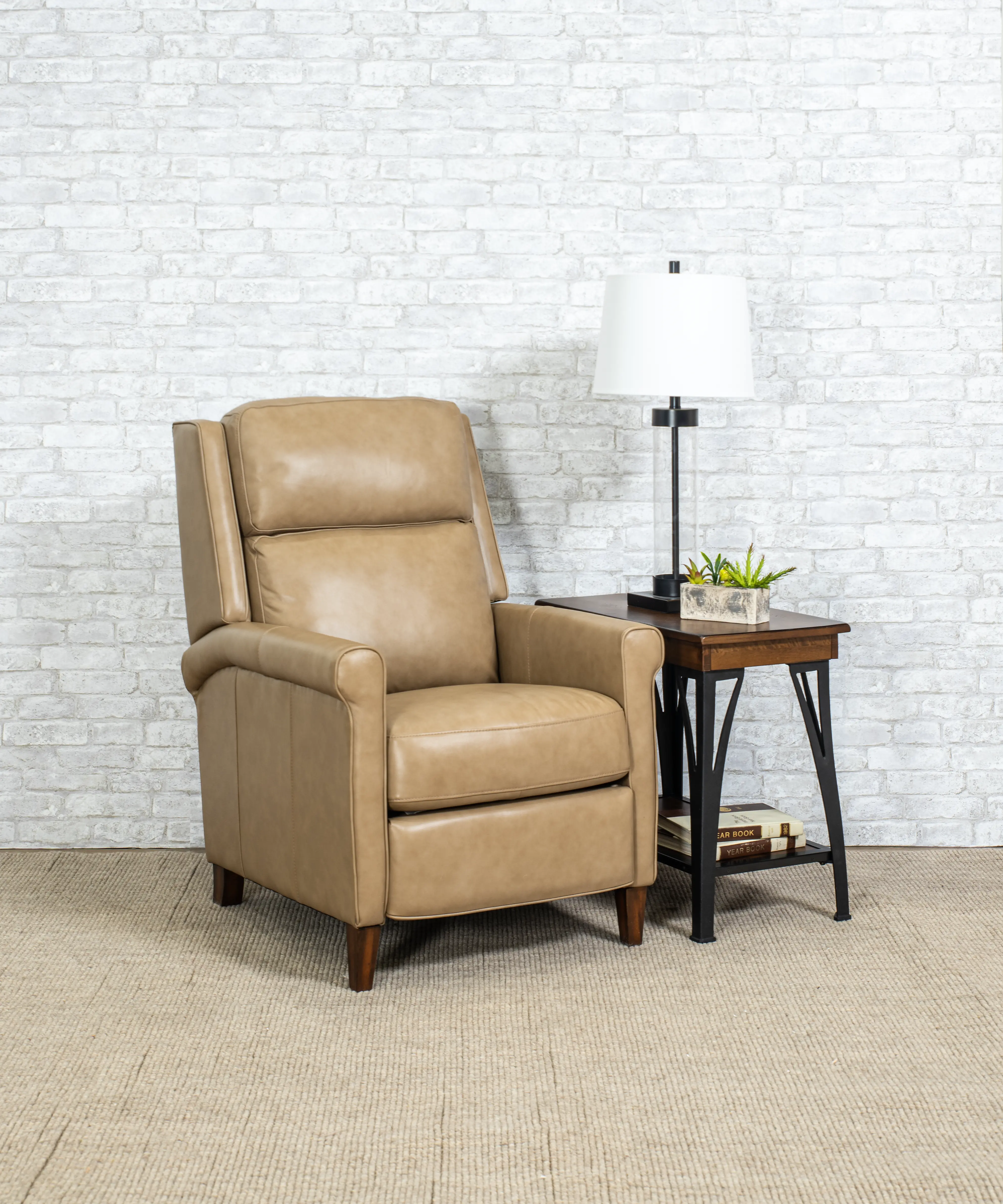 Northfield Cream Pushback High-Leg Recliner-2