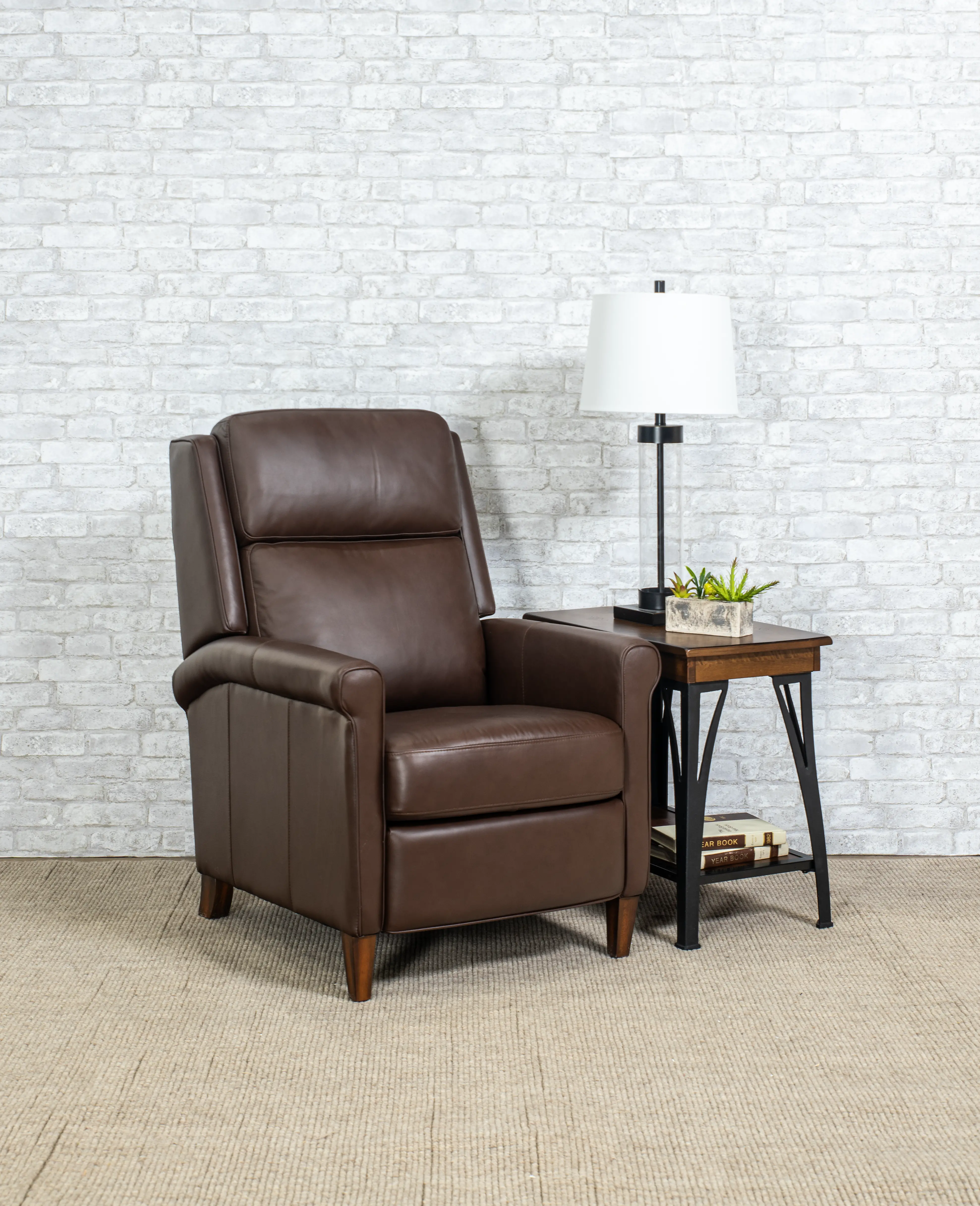 Northfield Walnut Brown Pushback High-Leg Recliner-2