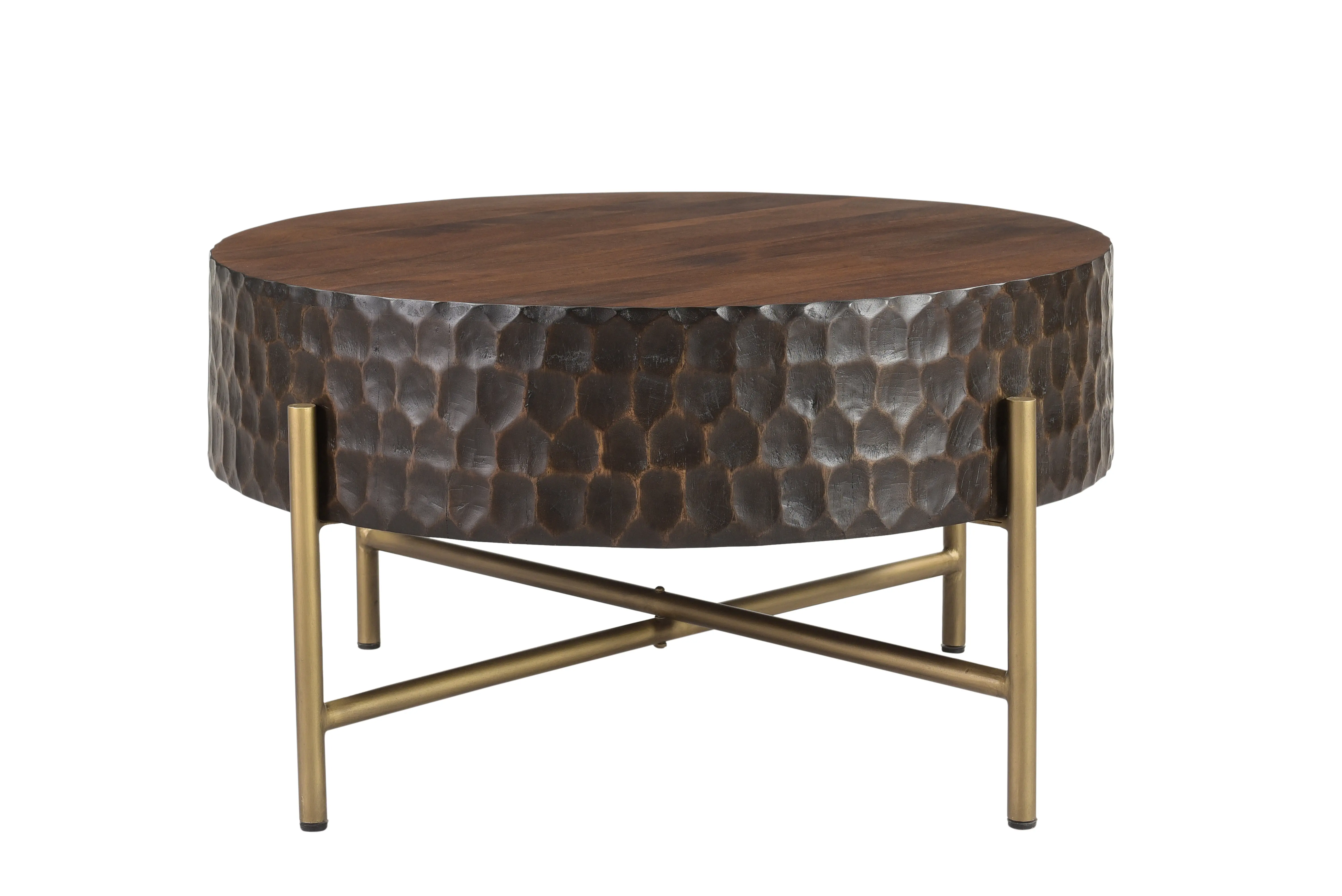 Santa Cruz Antique Bronze and Brown Coffee Table-1