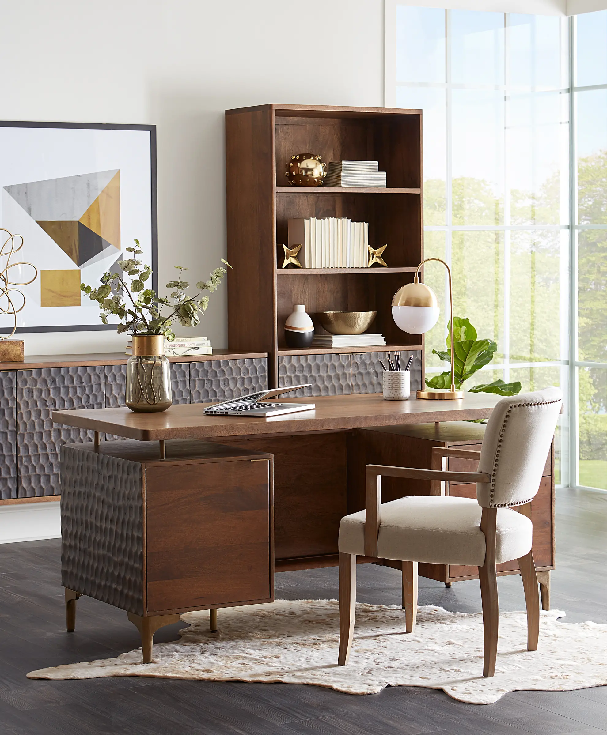 Santa Cruz Antique Bronze and Brown Bookcase-2