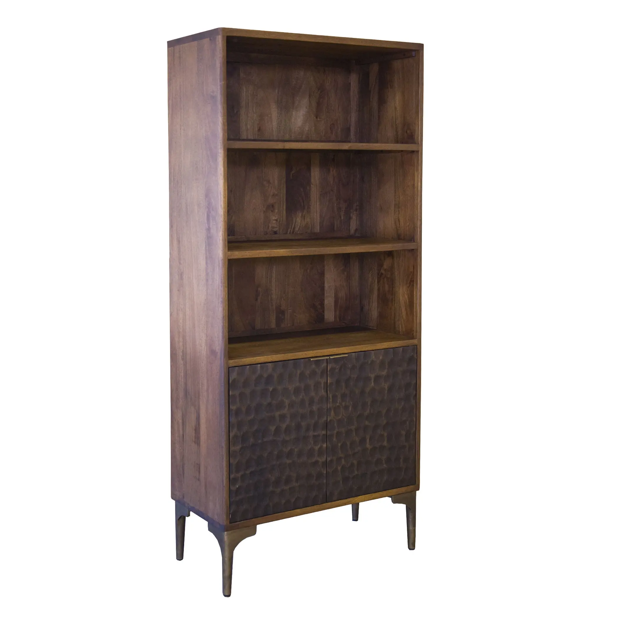 Santa Cruz Antique Bronze and Brown Bookcase-4