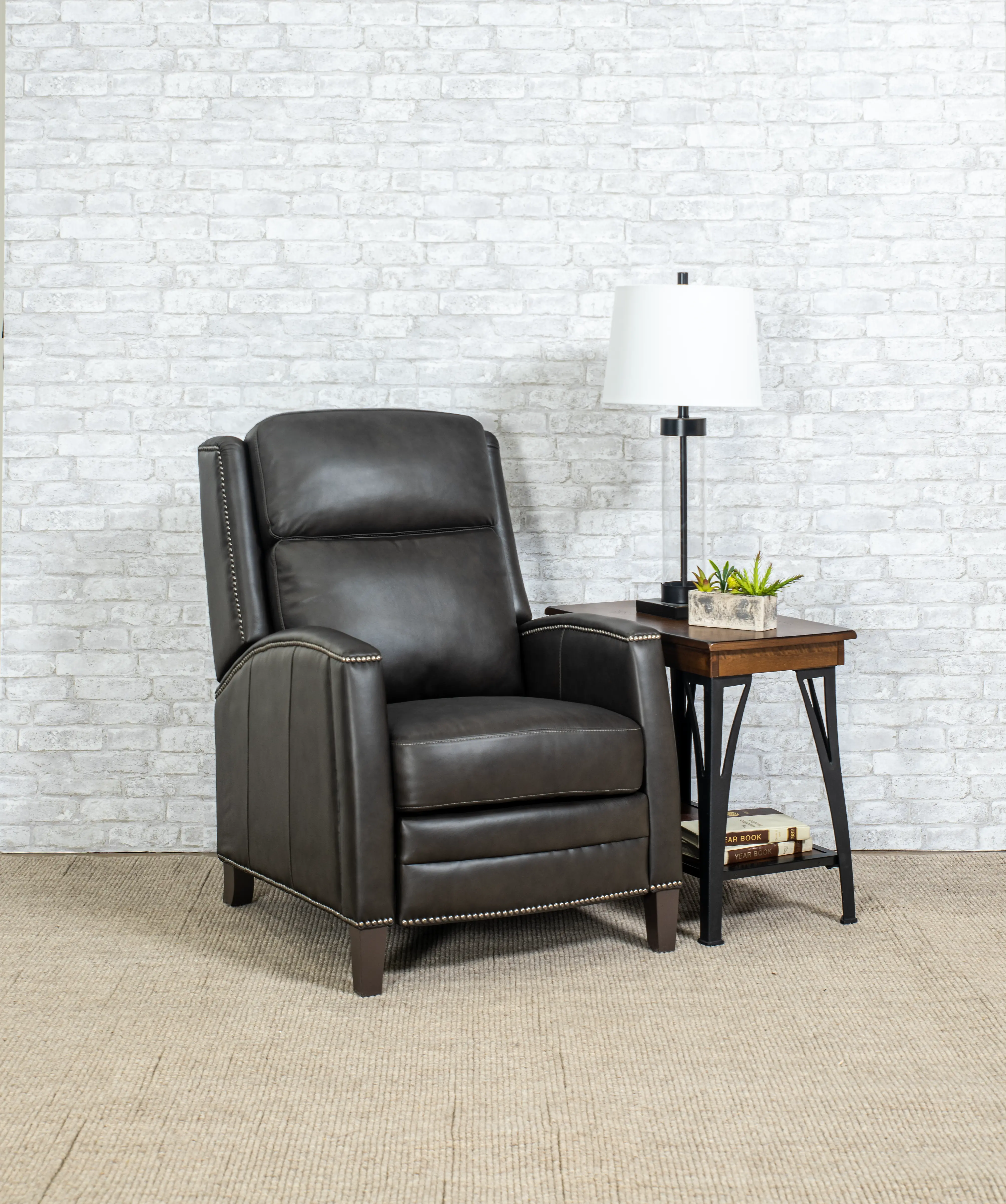 Vermont Slate Noire Pushback High-Leg Recliner-2