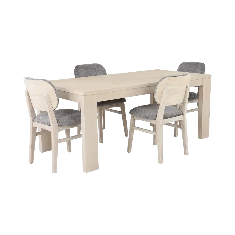 Leah Natural Washed 5 Piece Dining Set