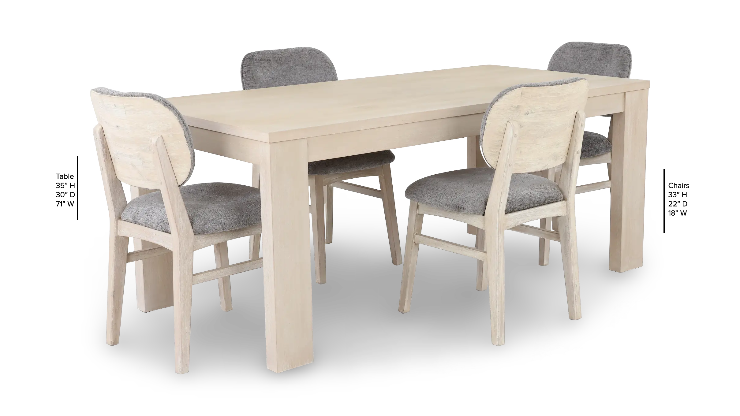 Leah Natural Washed 5 Piece Dining Set-3