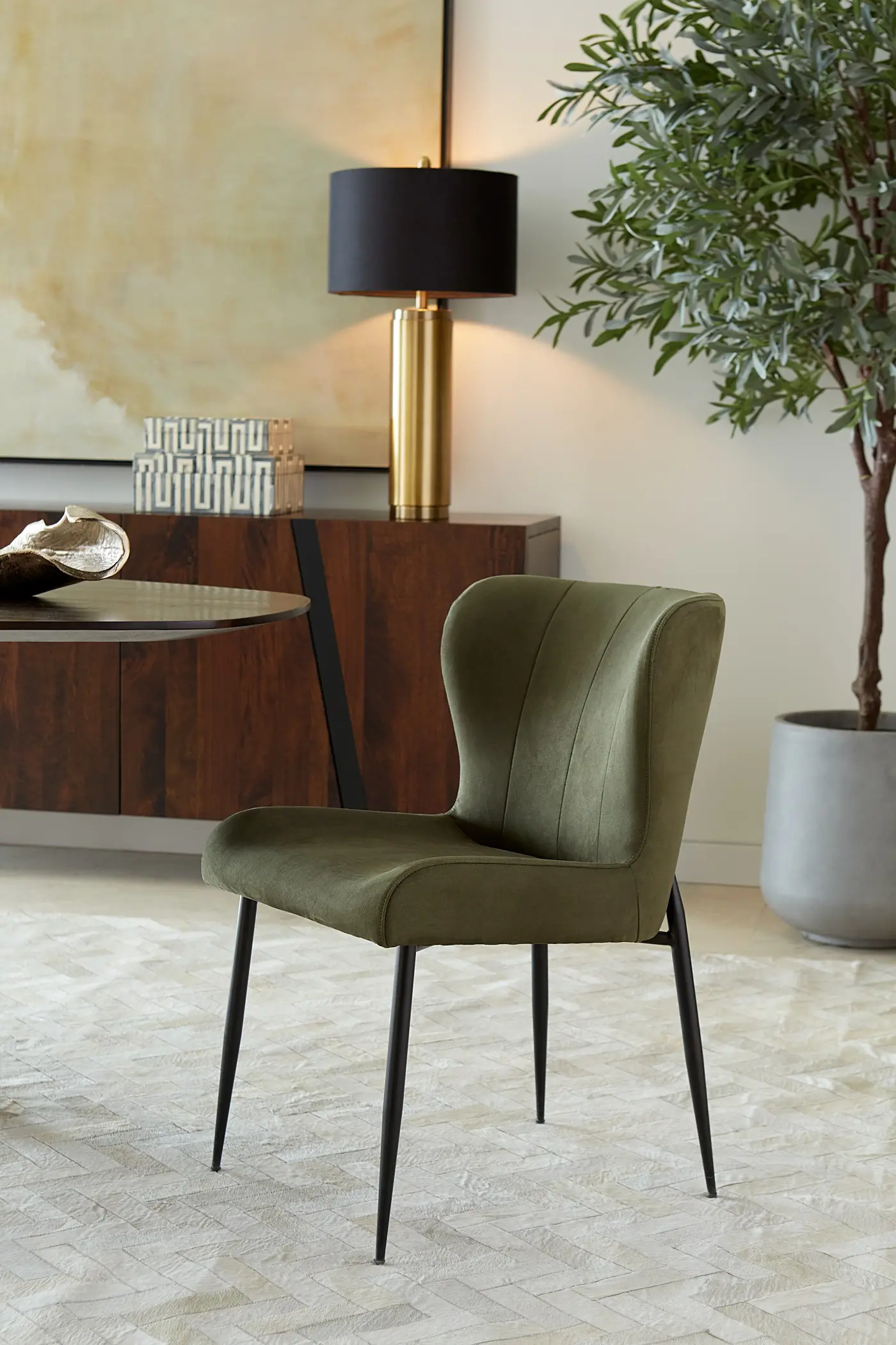 Jennifer Green Suede Eco-Friendly Dining Chair-2