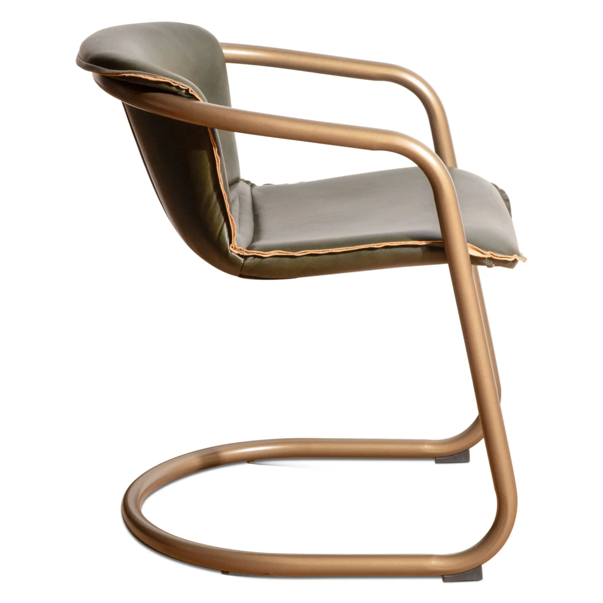 Portofino Antique Gold and Green Leather Dining Chair-2