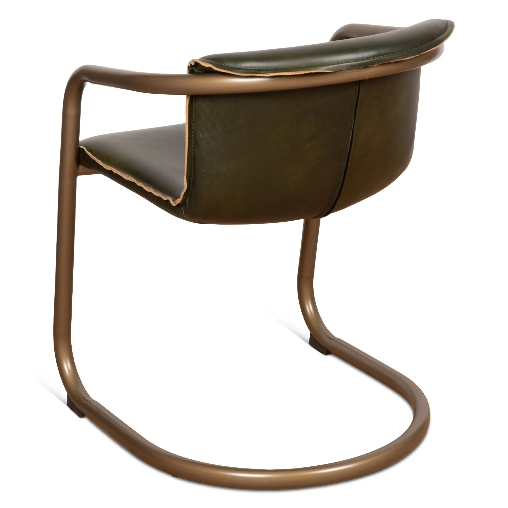 Portofino Antique Gold and Green Leather Dining Chair-3