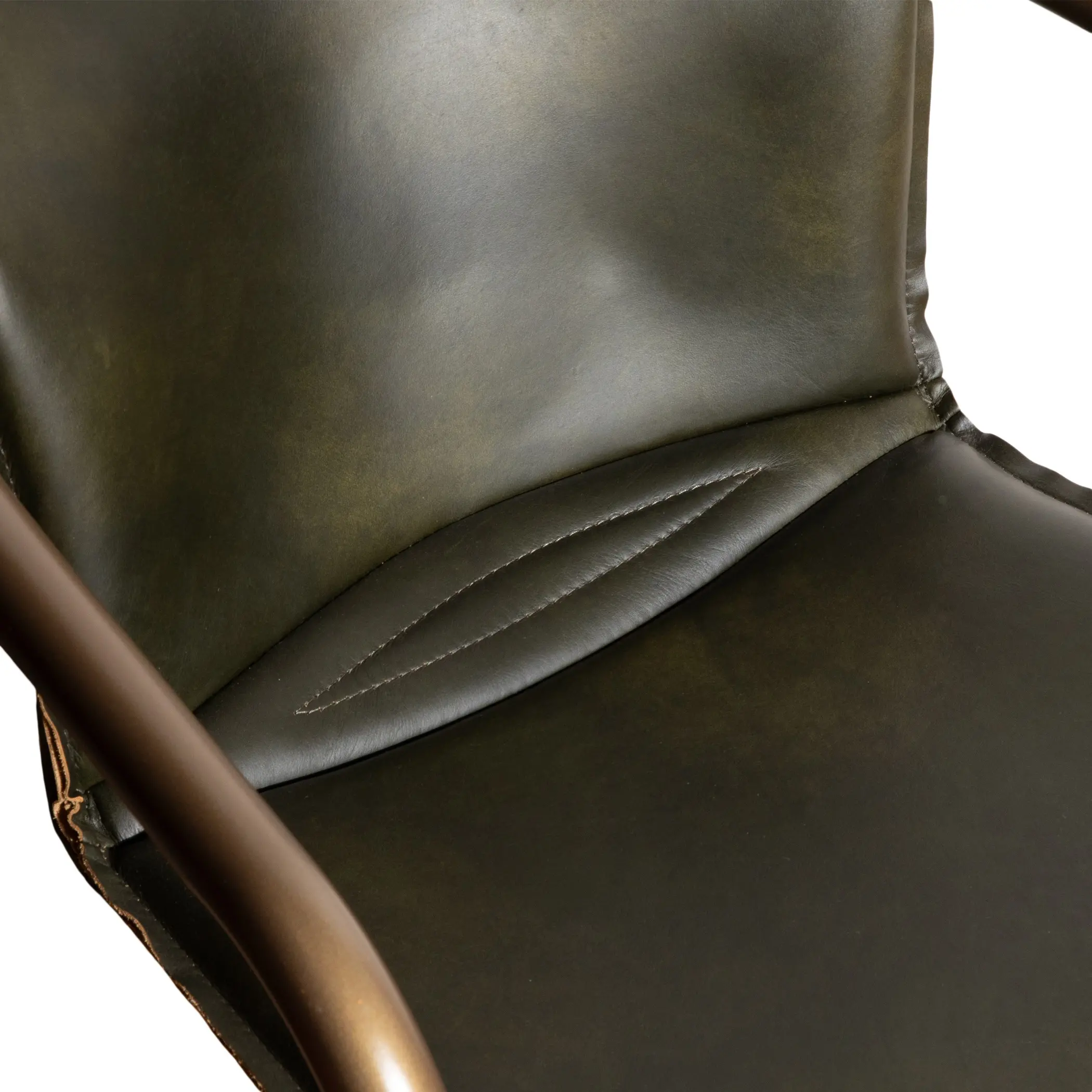Portofino Antique Gold and Green Leather Dining Chair-4