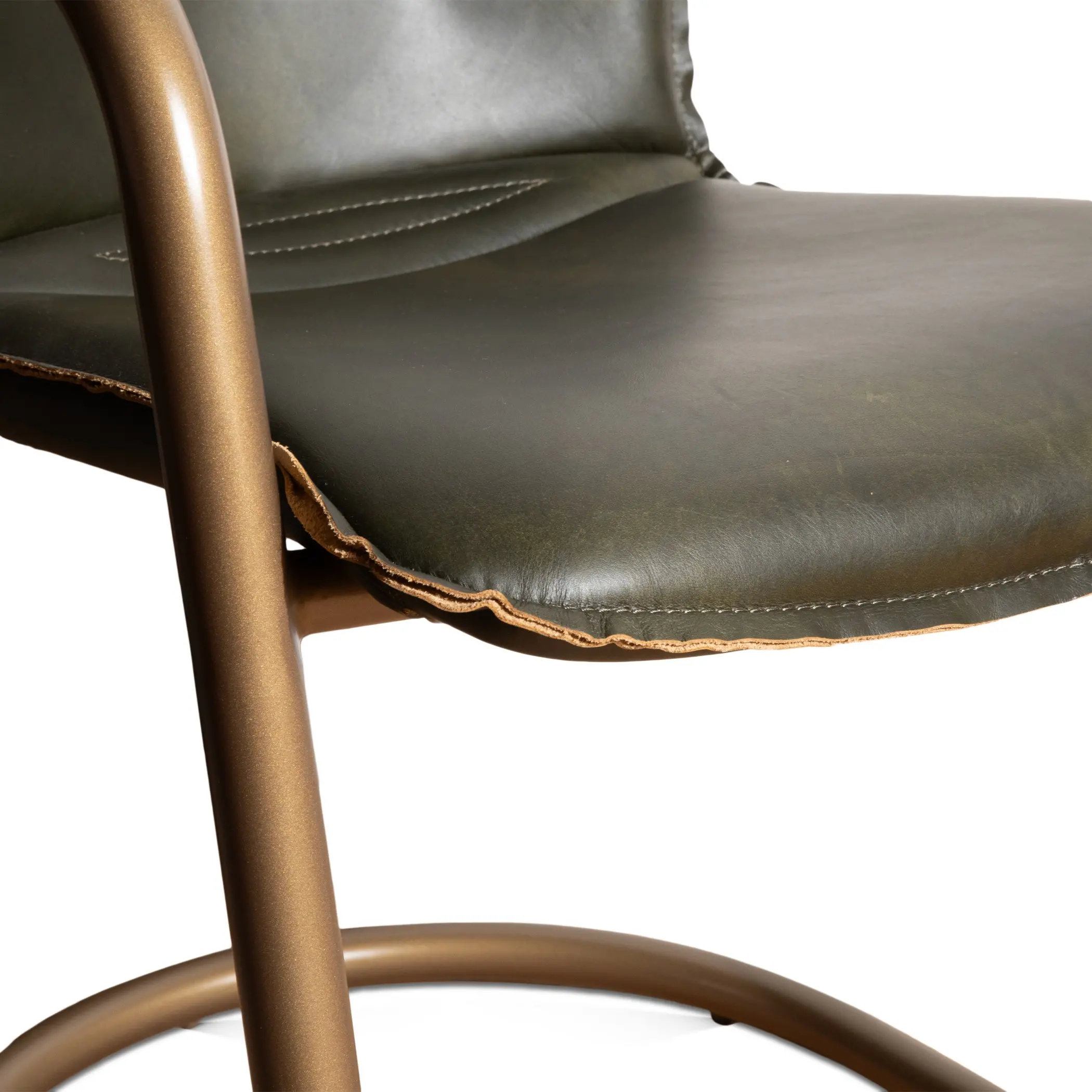 Portofino Antique Gold and Green Leather Dining Chair-5
