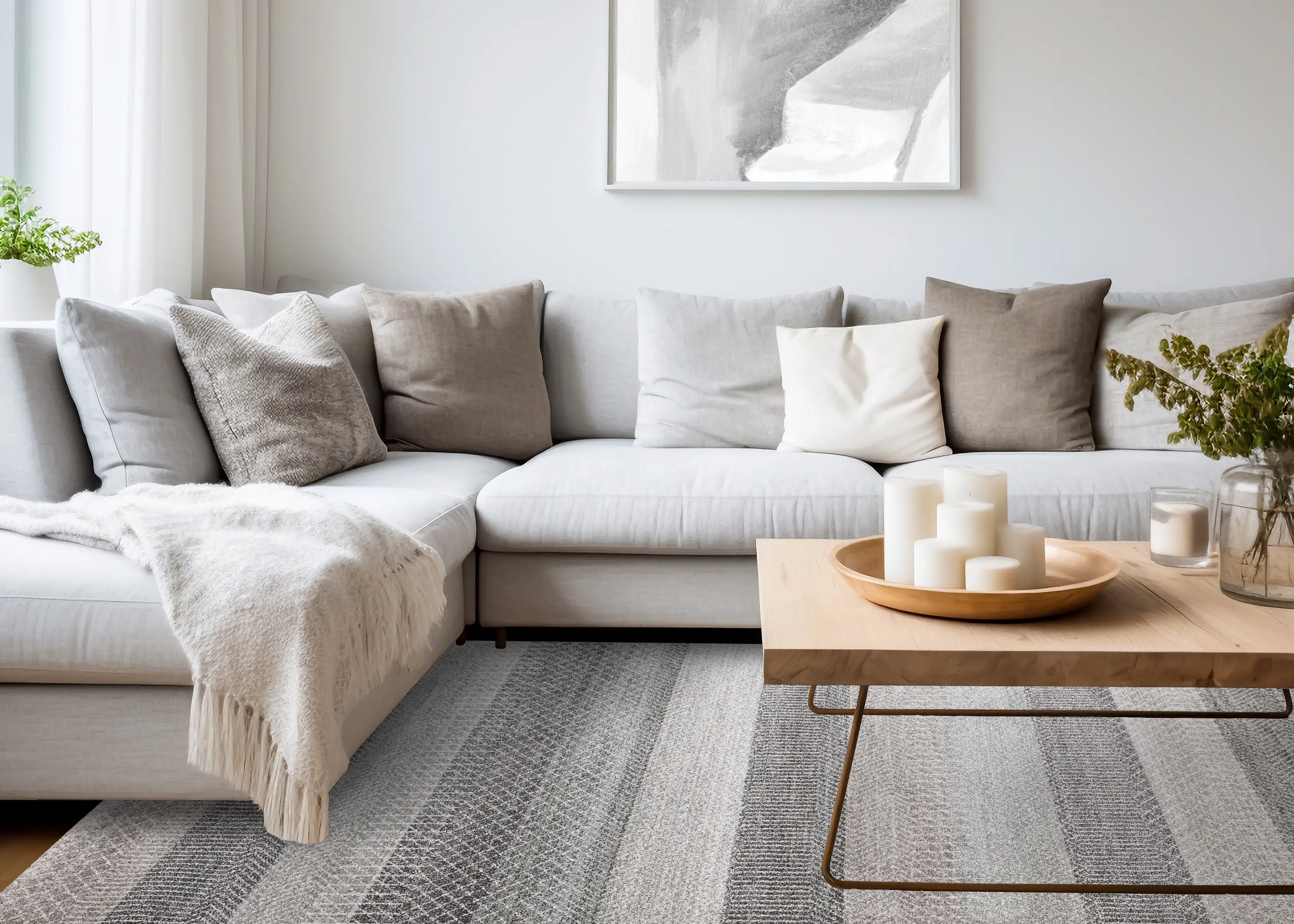 Mae 8 x 11 Gray and White Band Area Rug-2