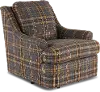 William Brown and Gray Plaid Swivel Chair