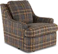 William Brown and Gray Plaid Swivel Chair