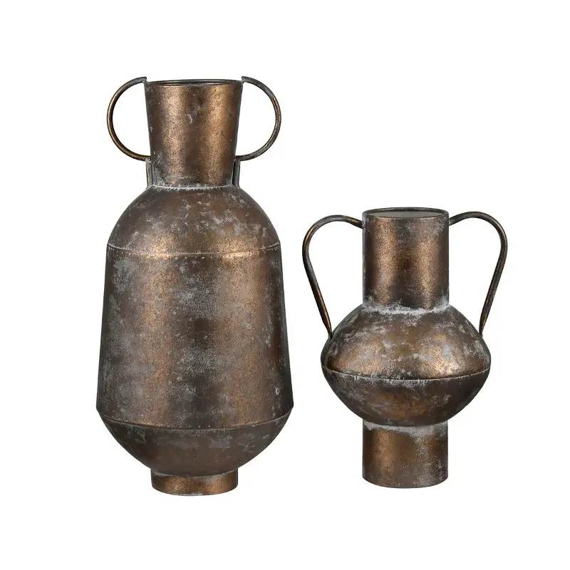 Bronze Metal Vases, Set of 2